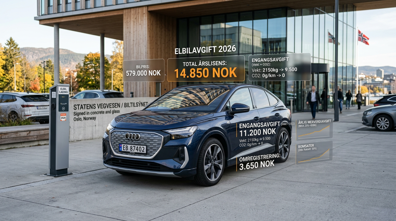 Engangsavgift bil 2026 — slik beregnes den og hva betaler elbiler